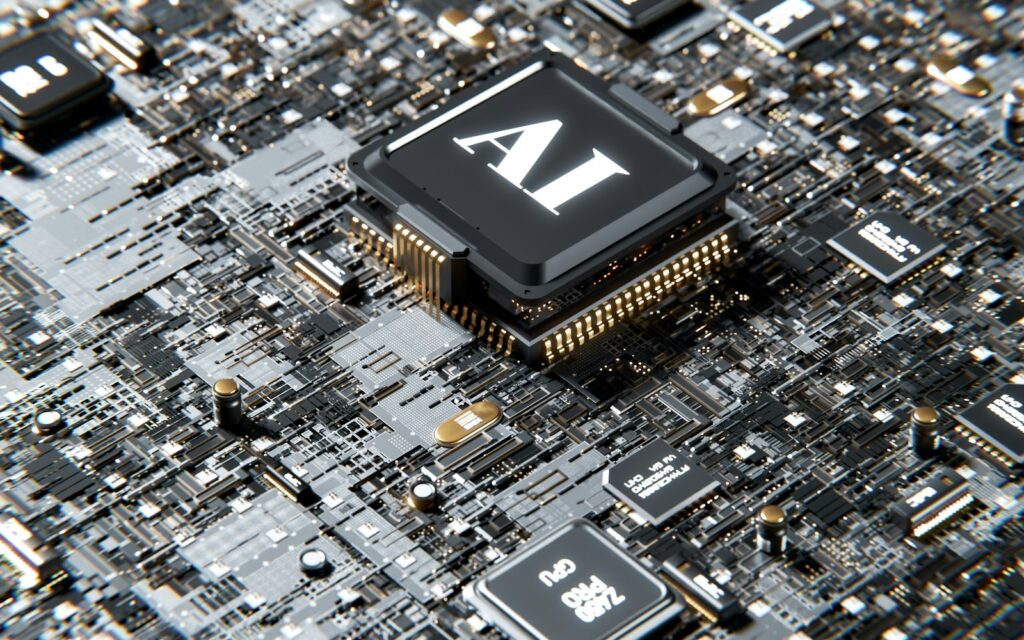 Computerchip mit Buchstabe A als Symbol für KI