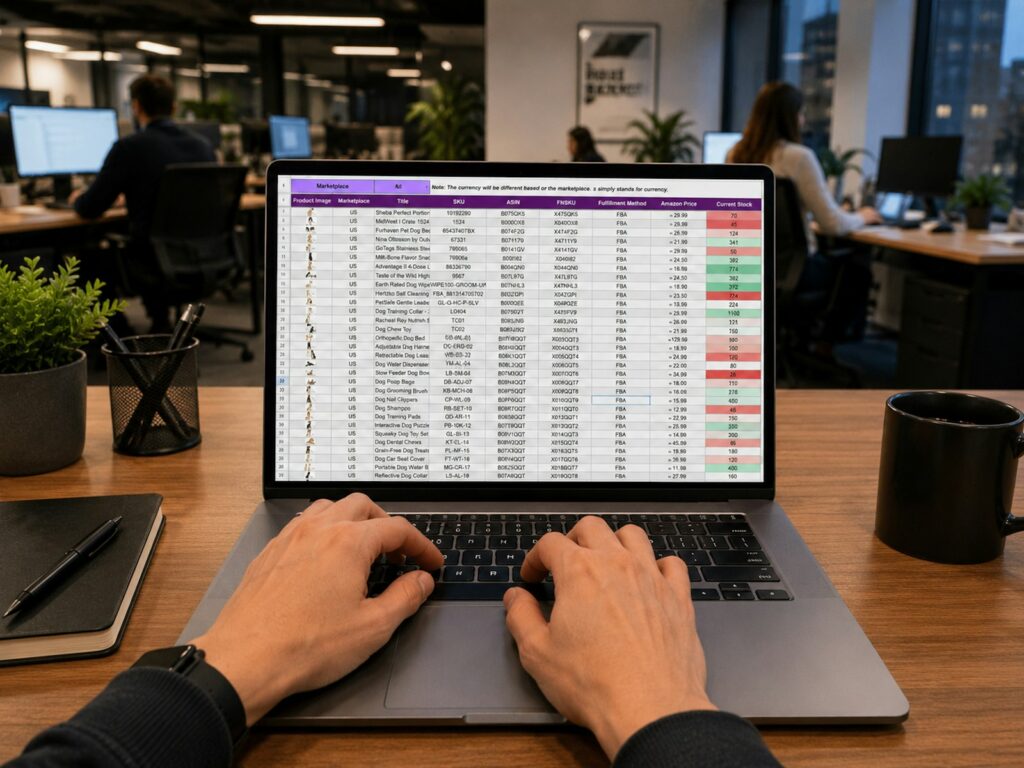 Hände an einem Laptop mit Tabellendaten zur Auswertung der Attribution ohne Cookies