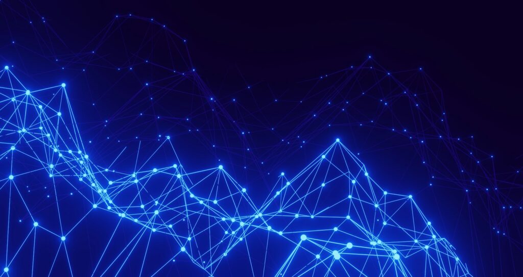 Abstraktes Netz aus Linien und Punkten – so sieht eine gut vernetzte interne Verlinkung aus